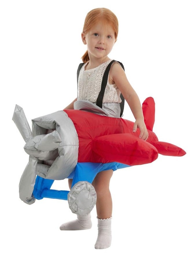 HSCTEK Inflatable Airplane Costume Toddler Boys Girls, Blow up Flying Plane Cosplay Kids, Flight Halloween Rider Clothes Child 012345T Red - Image 1